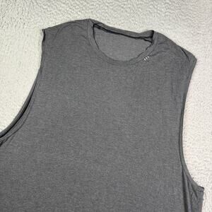 Lululemon Tank Top Shirt Mens 2XL Dark Gray Sleeveless Training Yoga Split Hem